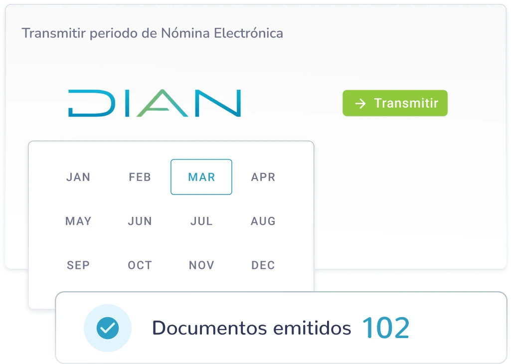 Bitákora emitiendo el documento soporte de nómina electrónica con su código CUNE y el estado de transmisión a la DIAN.